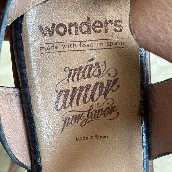 Wonders Leather Sandals Metallic Grey Ankle Strap - Picture 11 of 13